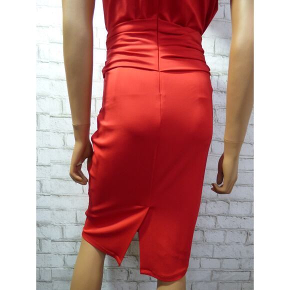 $695 MaxMara Siren Red Ruched Vneck Jersey Lusso Sheath Dress 42 US 8 NEW - Picture 14 of 16